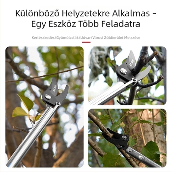 Hosszú nyelű metszőolló magas ágakhoz és gyümölcsfákhoz