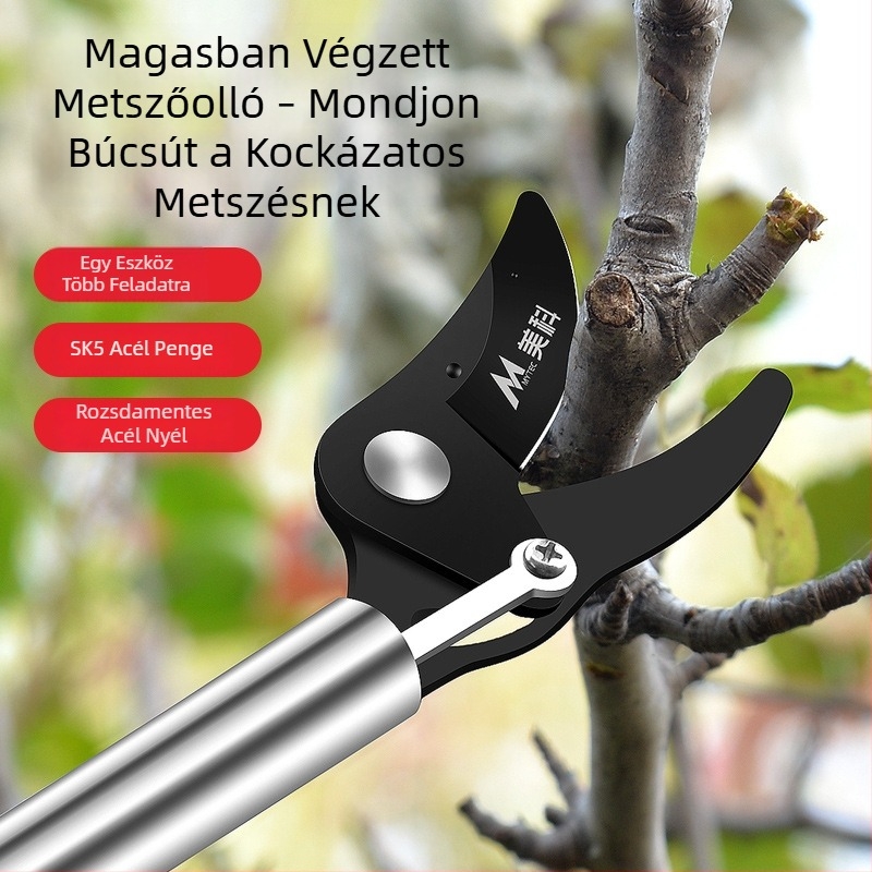 Hosszú nyelű metszőolló magas ágakhoz és gyümölcsfákhoz
