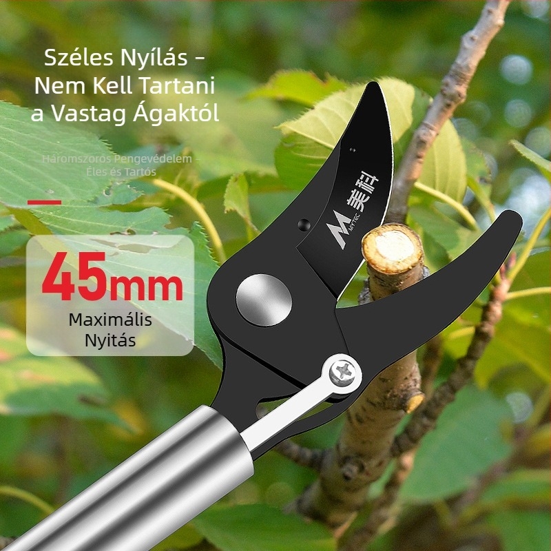 Hosszú nyelű metszőolló magas ágakhoz és gyümölcsfákhoz