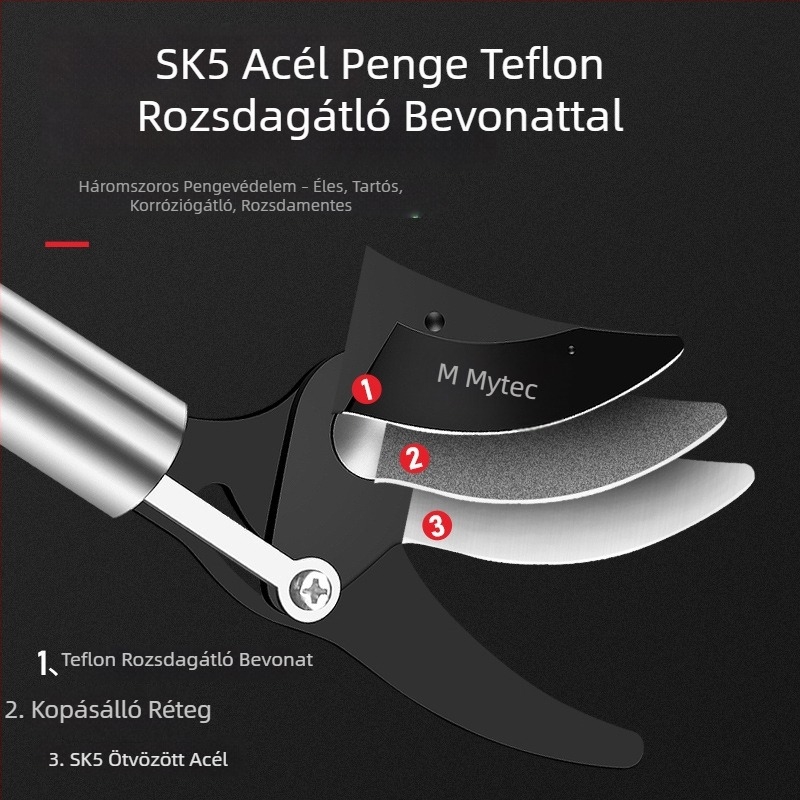 Hosszú nyelű metszőolló magas ágakhoz és gyümölcsfákhoz
