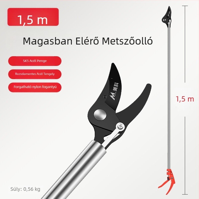 Hosszú nyelű metszőolló magas ágakhoz és gyümölcsfákhoz