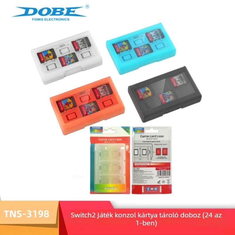 Switch2 játékkonzol kártyatároló tok, ABS anyag, 24-bites játékkártyák tárolása, rendezi a kártyákat, kártyadoboz mellékelve