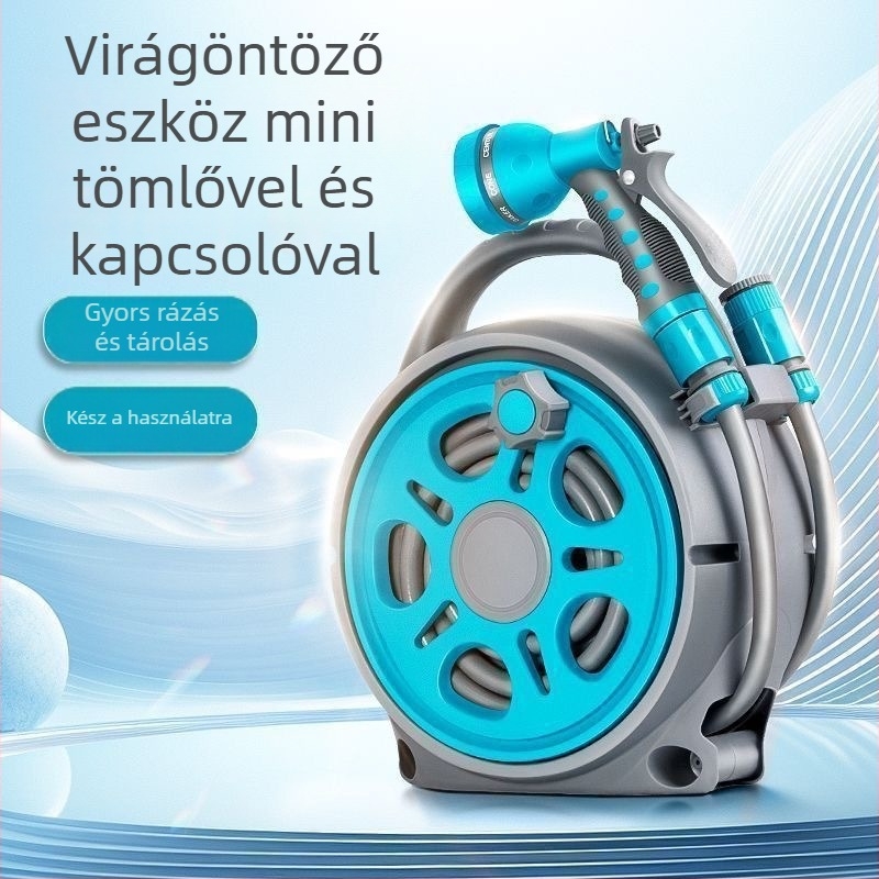 Otthoni kerti öntöző készlet automatikusan visszahúzható tömlővel és permetezőfejjel zöldségek és virágok öntözésére