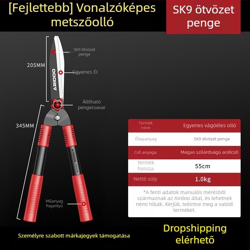 Kerti metszoolló — AI Rui Shield; magas széntartalmú acél; teflon bevonat; súly 2