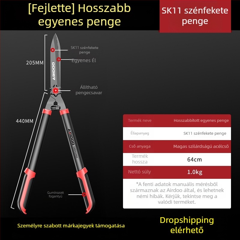 Kerti metszoolló — AI Rui Shield; magas széntartalmú acél; teflon bevonat; súly 2