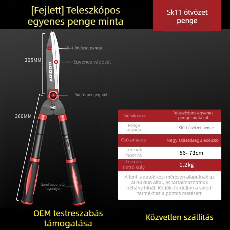 Kerti metszoolló — AI Rui Shield; magas széntartalmú acél; teflon bevonat; súly 2
