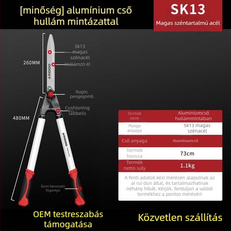Kerti metszoolló — AI Rui Shield; magas széntartalmú acél; teflon bevonat; súly 2