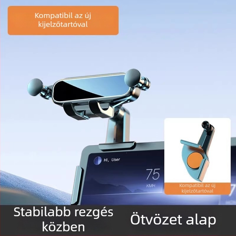 Autós telefontartó gravitációs rögzítéssel, légcsatornára klipszelhető, univerzális, minimalist dizájn