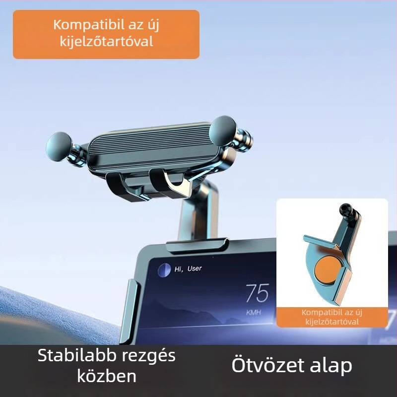 Autós telefontartó gravitációs rögzítéssel, légcsatornára klipszelhető, univerzális, minimalist dizájn
