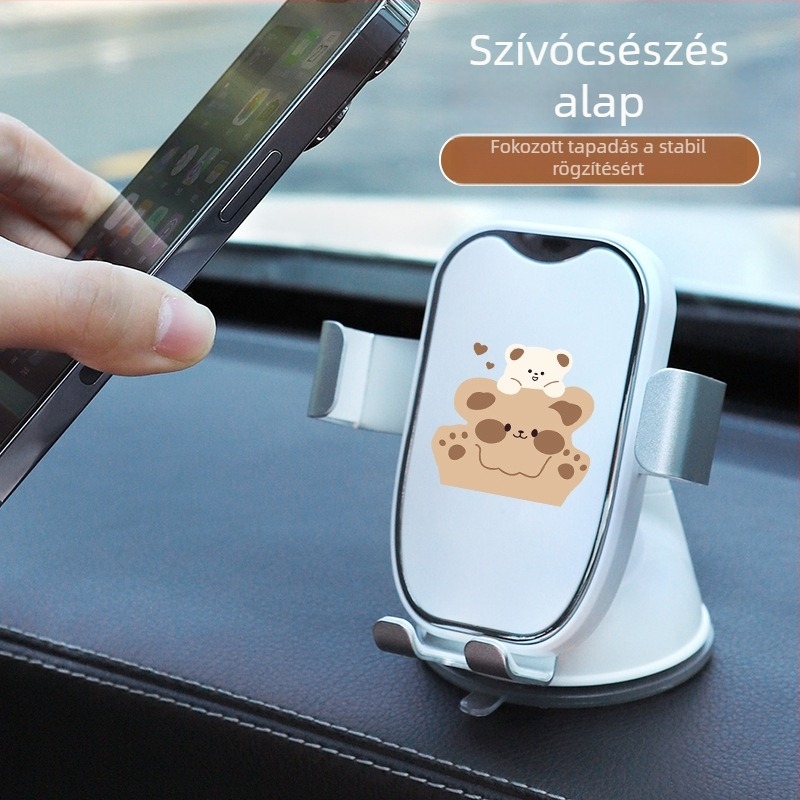 Autótelefon-tartó vákuumos rögzítés a műszerfalon, rezgésmentes stabilizáció, univerzális kompatibilitás, navigációhoz