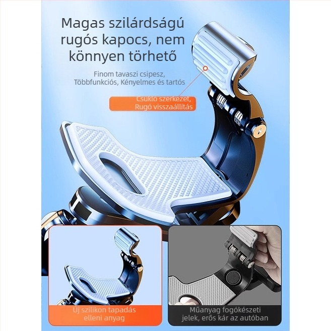 Autótelefon-tartó univerzális a műszerfalra, Snap-On rögzítés, újratölthető akkumulátor