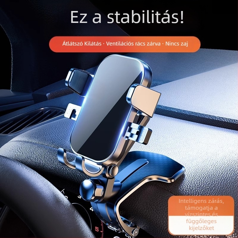 Autótelefon-tartó univerzális a műszerfalra, Snap-On rögzítés, újratölthető akkumulátor