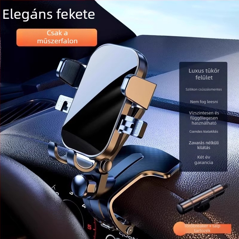 Autótelefon-tartó univerzális a műszerfalra, Snap-On rögzítés, újratölthető akkumulátor