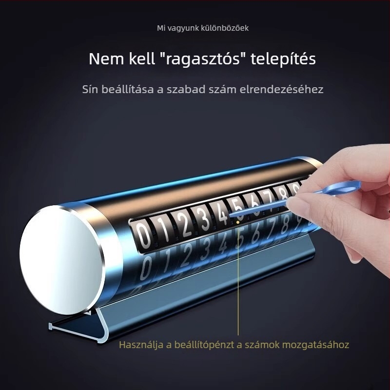 Átmeneti parkolási számtábla állítható telefonszám kijelzővel; fém kivitel; márka Strength; jármű mozgatására