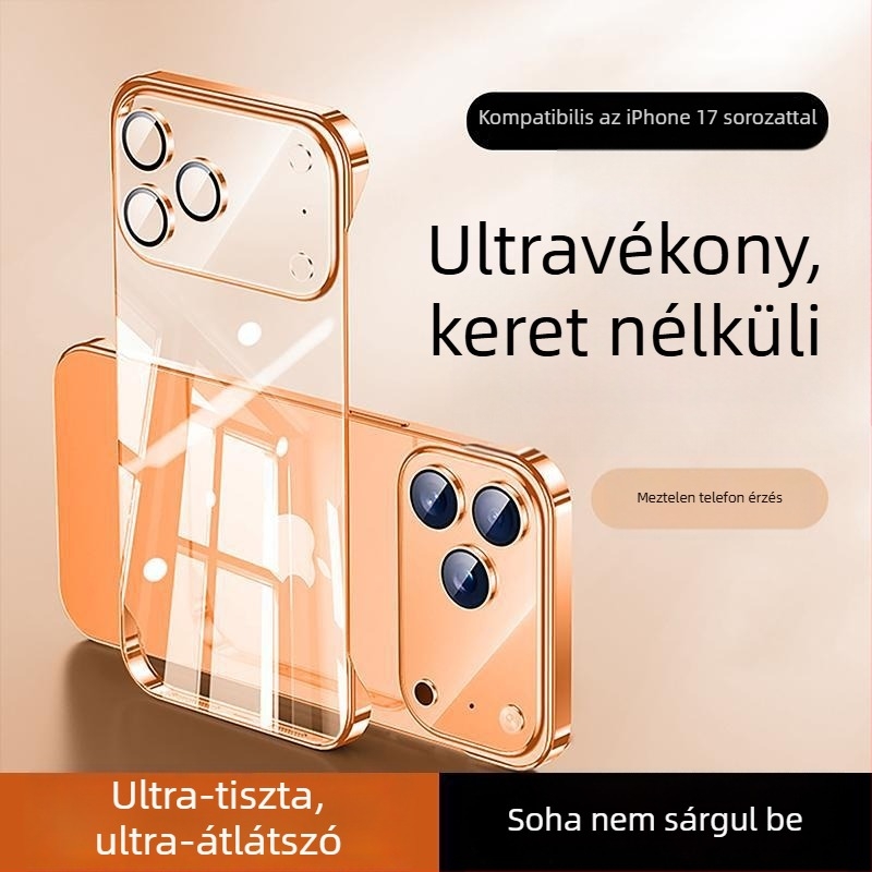 Átlátszó keret nélküli kemény tok iPhone 17 Pro Maxhoz teljes lencse védelemmel