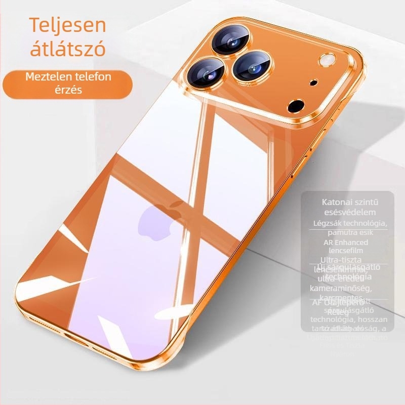 Átlátszó keret nélküli kemény tok iPhone 17 Pro Maxhoz teljes lencse védelemmel