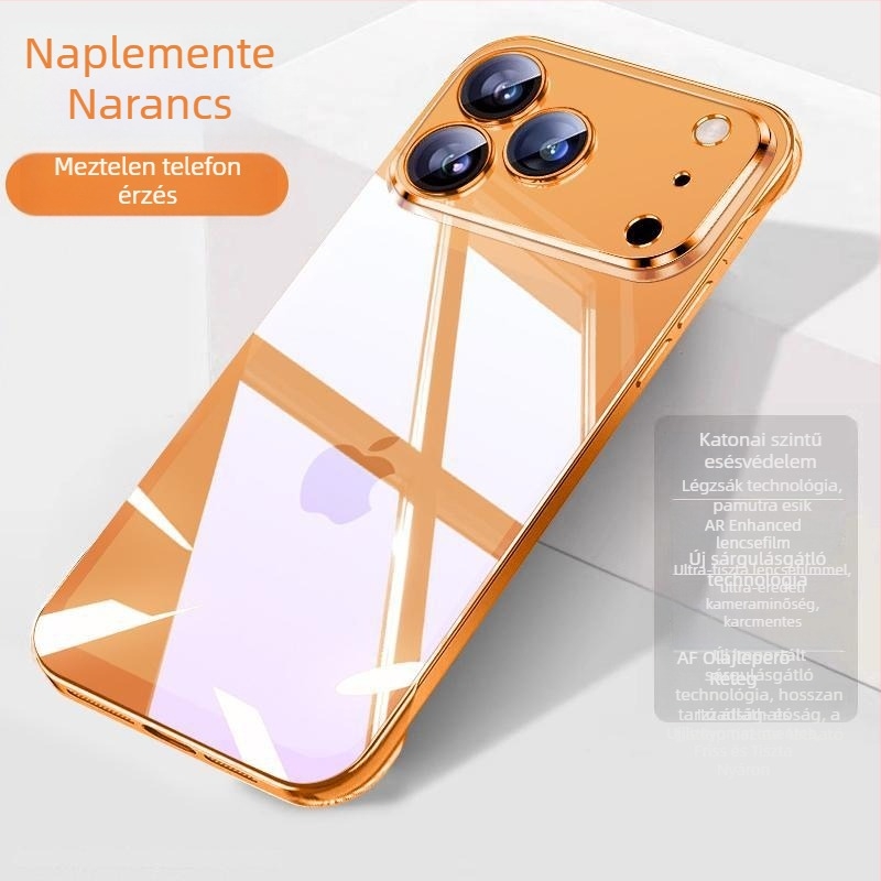 Átlátszó keret nélküli kemény tok iPhone 17 Pro Maxhoz teljes lencse védelemmel
