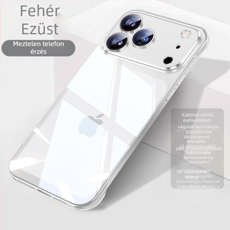 Átlátszó keret nélküli kemény tok iPhone 17 Pro Maxhoz teljes lencse védelemmel