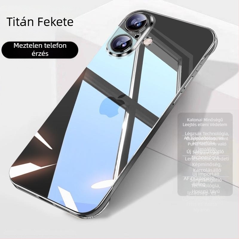 Átlátszó keret nélküli kemény tok iPhone 17 Pro Maxhoz teljes lencse védelemmel