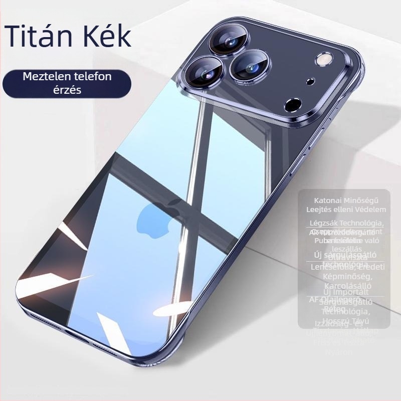 Átlátszó keret nélküli kemény tok iPhone 17 Pro Maxhoz teljes lencse védelemmel