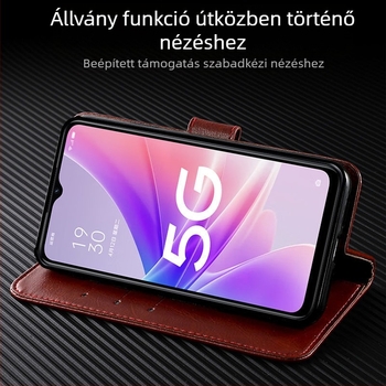 Huaweihoz való bőr flip tok - kézzel készült műbőr, személyre szabható, eredeti retro stílus, ütésálló mágneses zárás