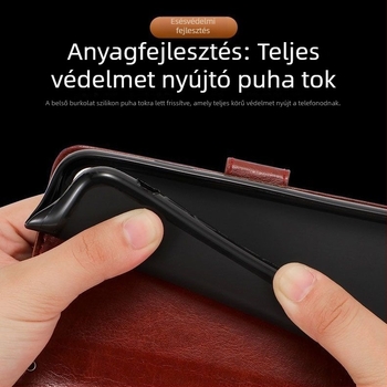 Huaweihoz való bőr flip tok - kézzel készült műbőr, személyre szabható, eredeti retro stílus, ütésálló mágneses zárás