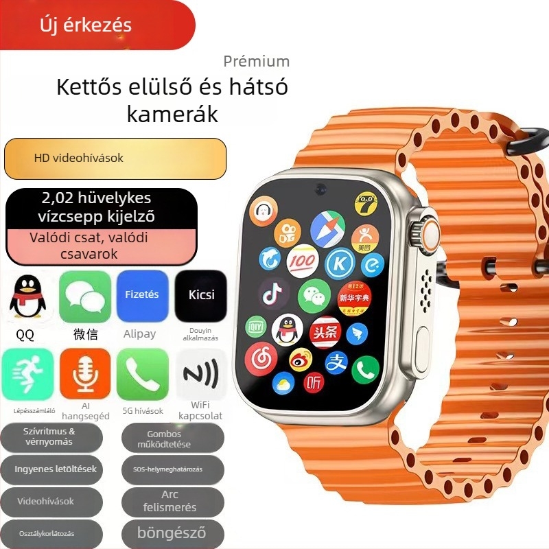Gyerekek 5G okosóra kétkamerás, GPS-helymeghatározás, pulzus- és oxigén-monitorozás, lépésszámláló