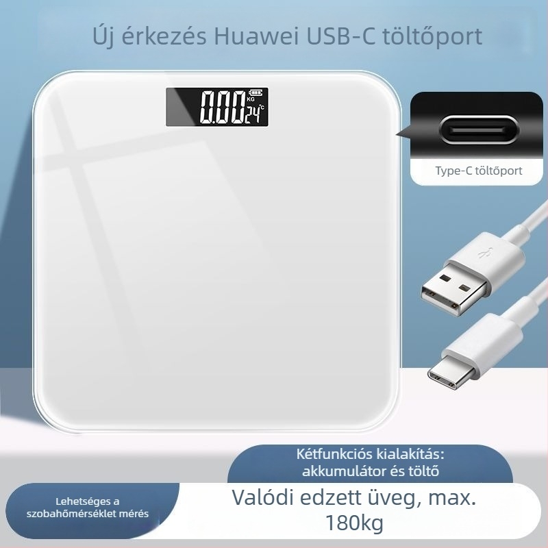 Felnőtteknek szóló elektronikus mérleg – újratölthető, pontos, otthoni vagy kollégiumi használatra