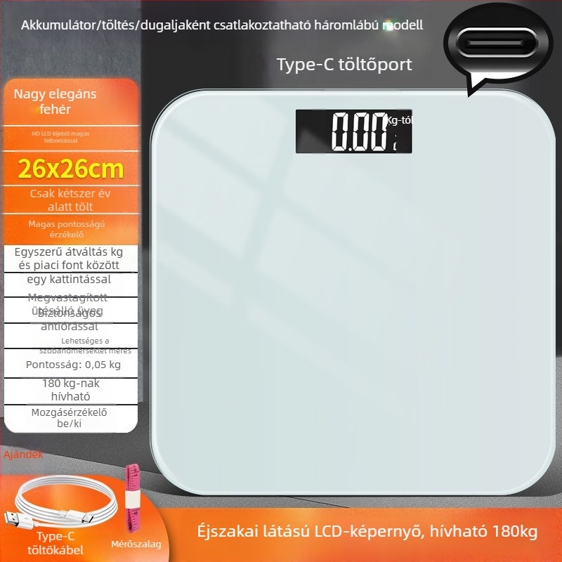 Felnőtteknek szóló elektronikus mérleg – újratölthető, pontos, otthoni vagy kollégiumi használatra