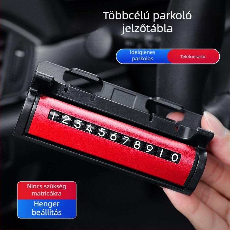 Rejtett autóparkolási számlemez, fém + műanyag tartó, logó nyomtatott, márka Yikadi