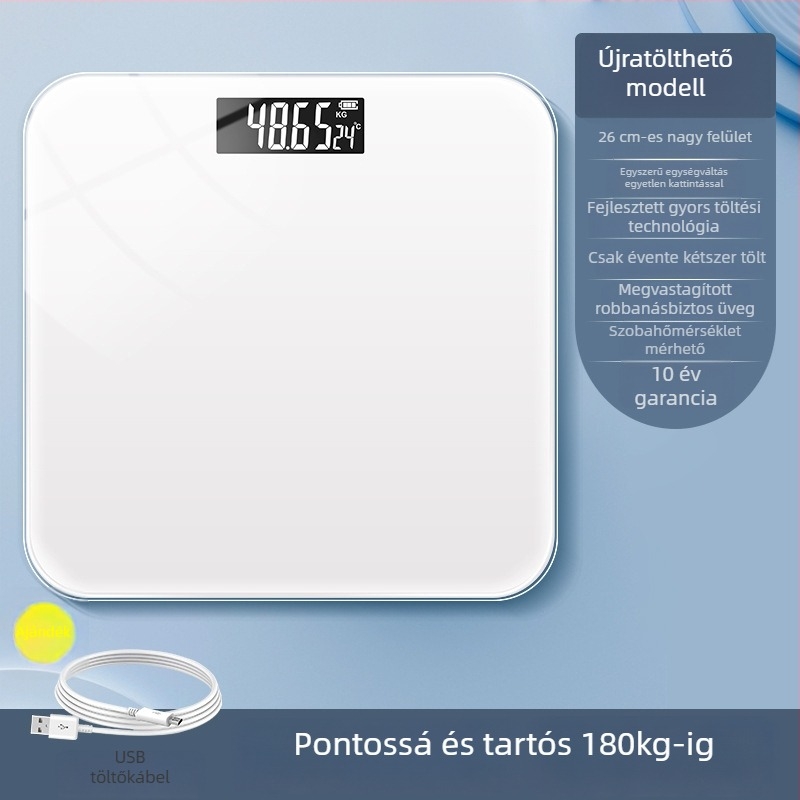 Súlymérleg – Big orange márka, felnőtt használatra, max. 180 kg, akkumulátorral és USB töltéssel