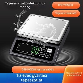 Emperor DH-8903 Vízálló konyhai mérleg, 1 kg/0,1 g–15 kg/1 g, 304 rozsdamentes acélból, DC töltés, többfunkciós elektronikus mérleg