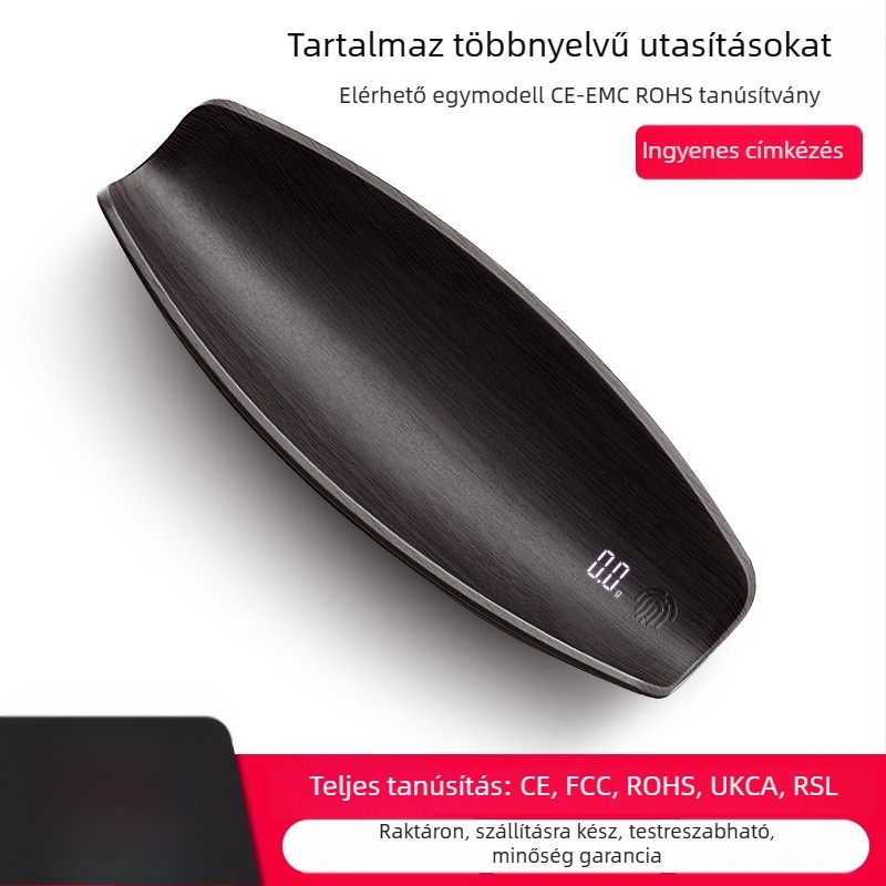 DH-C03 teás mérleg, kapacitás 500 g, pontosság 0,1 g, USB töltés, ABS+fém