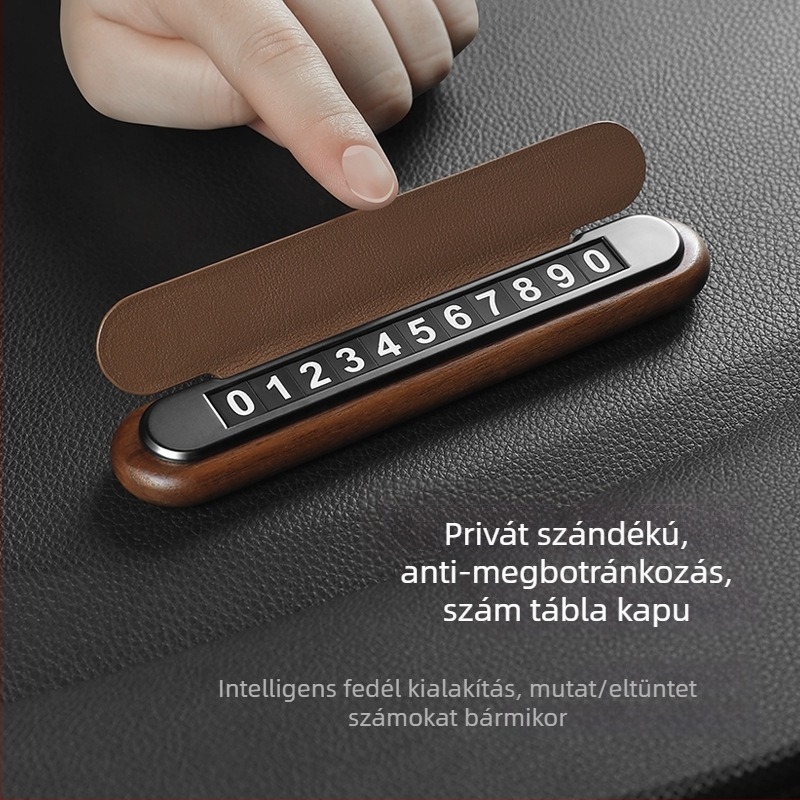 Fából készült ideiglenes parkolási jelzőtábla, flip-cover modell; márka ms; testre szabható logóval; licencelt magáncímke