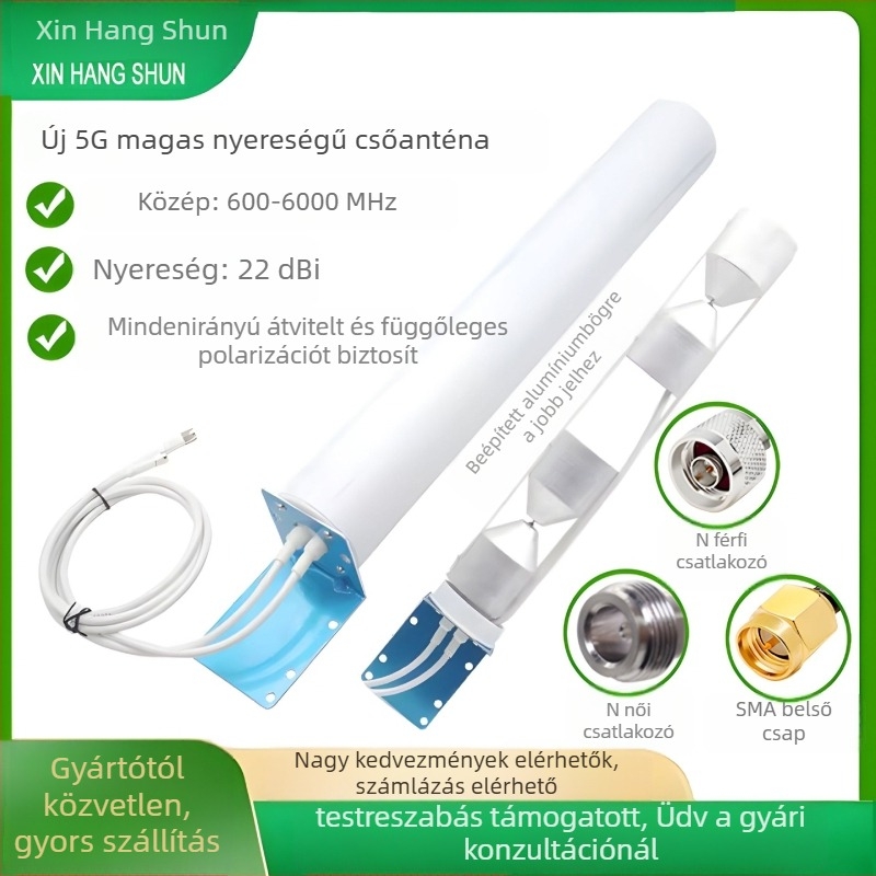 Xin Hangshun Omnidirekcionális hengerantenna mobiljel erősítő, kültéri, magas nyereségű 22 dBi, kompatibil 2G/3G/4G/5G