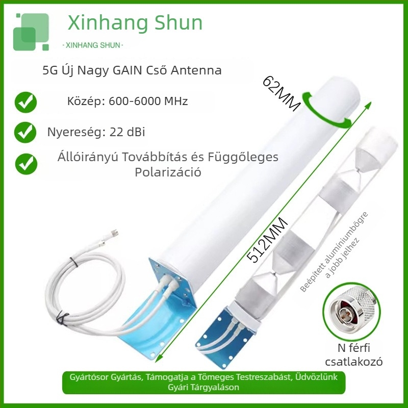 Xin Hangshun Omnidirekcionális hengerantenna mobiljel erősítő, kültéri, magas nyereségű 22 dBi, kompatibil 2G/3G/4G/5G