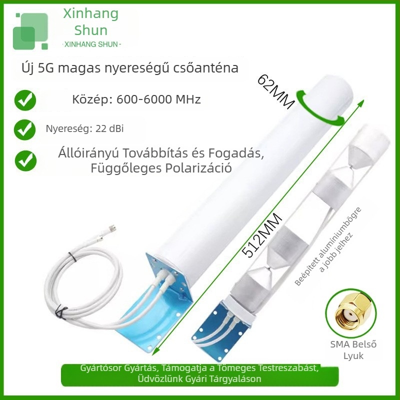 Xin Hangshun Omnidirekcionális hengerantenna mobiljel erősítő, kültéri, magas nyereségű 22 dBi, kompatibil 2G/3G/4G/5G