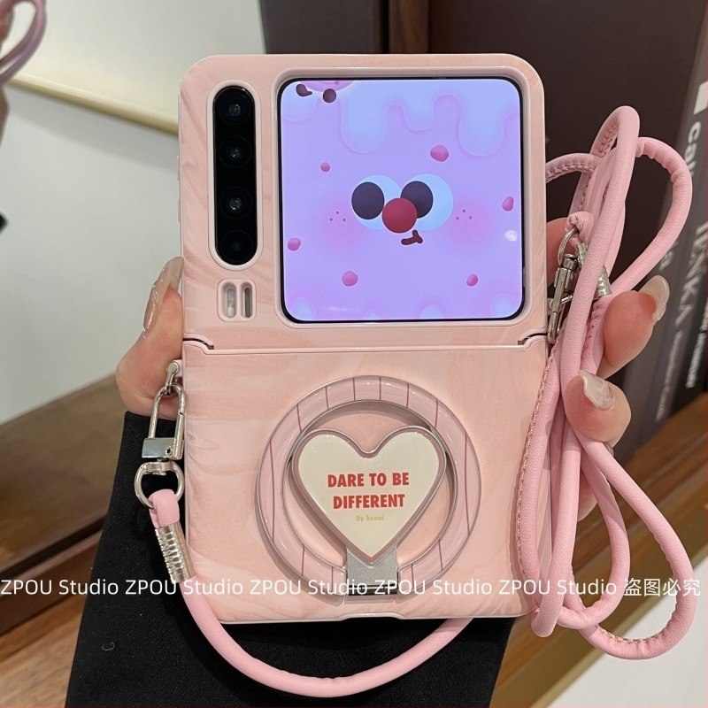 Bőr tok mágneses állvánnyal és keresztpánttal Huawei PuraX P50 Pocket 2, Honor Magic V Flip és Xiaomi Mix Flip 2 készülékekhez