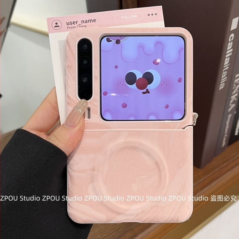 Bőr tok mágneses állvánnyal és keresztpánttal Huawei PuraX P50 Pocket 2, Honor Magic V Flip és Xiaomi Mix Flip 2 készülékekhez