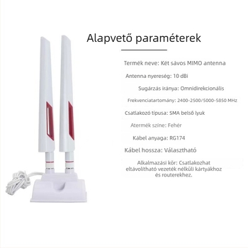 Kétsávos asztali antenna 2.4G/5.8G, omnidirekcionális, WiFi 6 routerhez, nagy nyereség
