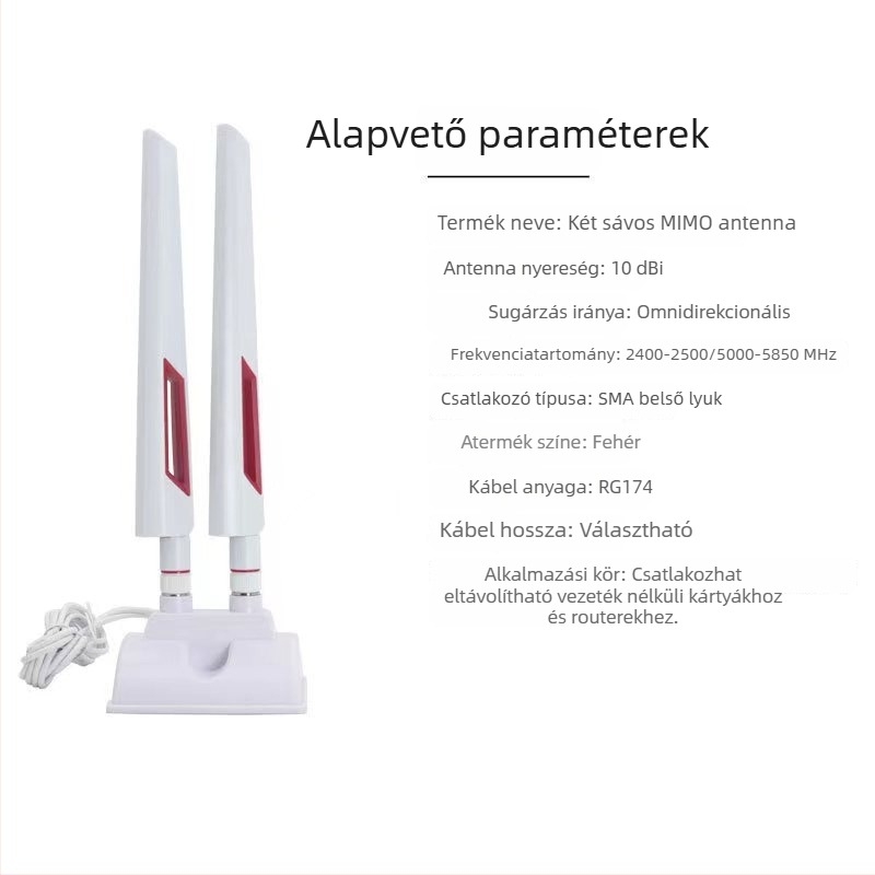 Kétsávos asztali antenna 2.4G/5.8G, omnidirekcionális, WiFi 6 routerhez, nagy nyereség