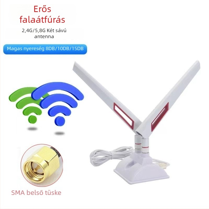 Kétsávos asztali antenna 2.4G/5.8G, omnidirekcionális, WiFi 6 routerhez, nagy nyereség