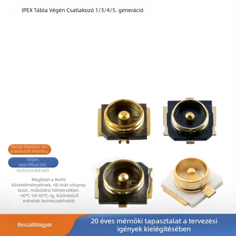IPEX RF csatlakozó Gen 1/3/4/5, patch típus a végén a nyomtatott panelen, SMT, aranyozott antennás csatlakozó