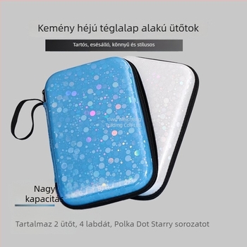 Asztaliteniszütőtok, kemény héj, nagy kapacitású, dupla rekeszek a rakéták számára (vízszintes és függőleges)