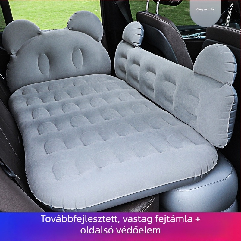 Autóban használható felfújható matrac 135×80 cm flokkolt felülettel és védőgáttal