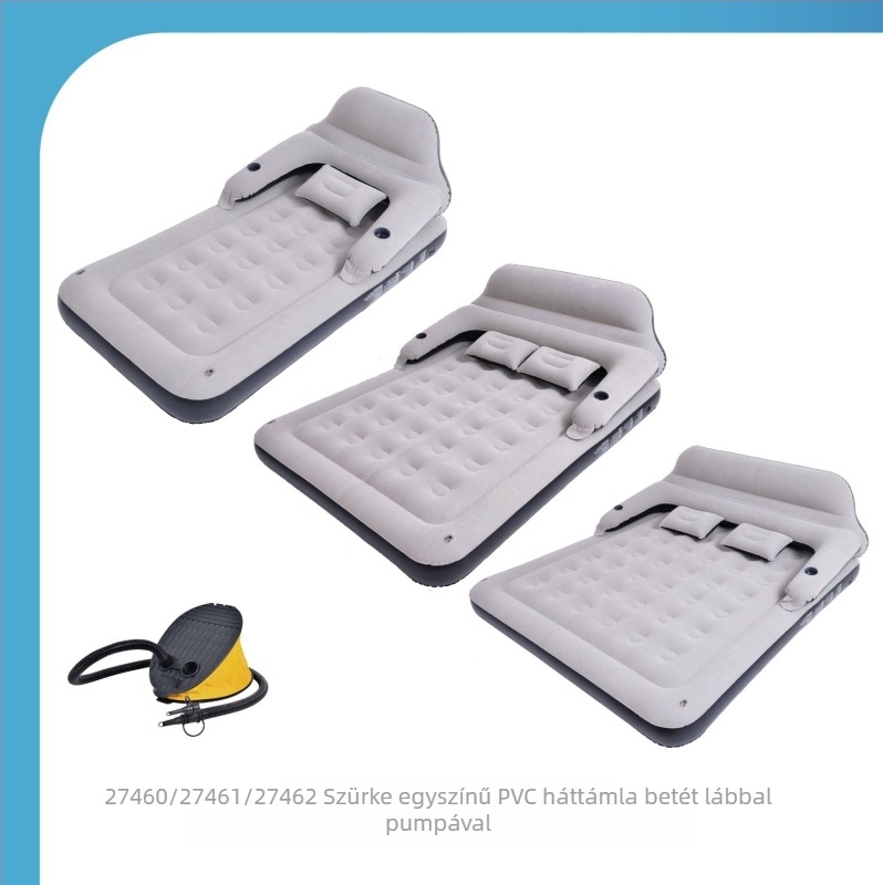 JILONG felfújható ágy háttámlával, vastagított hátsó támla, hordozható kültéri matrac, 6 kg, flockos felület