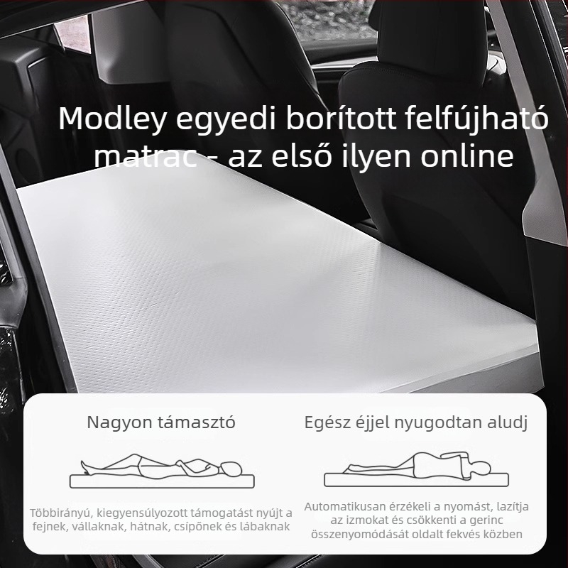 Tesla Model Y hátsó ülésekhez illeszkedő autóba való felfújható matrac – éjszakai kempinghez (PVC)