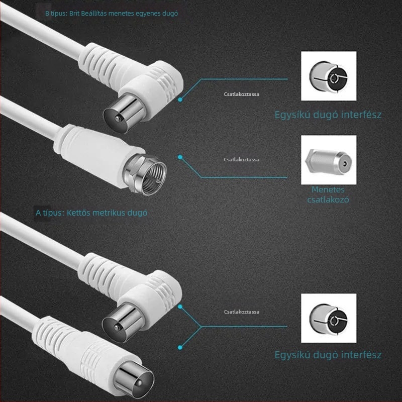 Adapterkábel kábeltévé RF vonalhoz F-típusú csatlakozóval — Márka: Semleges; Típus: Adapterkábel; Interfész: Egyéb
