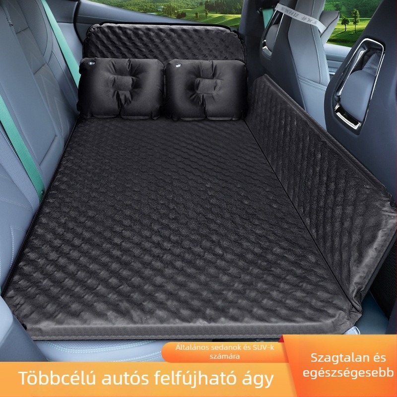 Autóba való felfújható ágy a hátsó ülésre — univerzális szedánhoz, flocking anyag, automata felfújás
