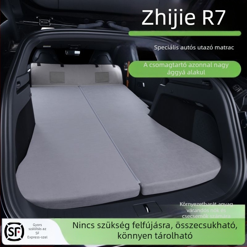 Zhijie R7 autó-matrac, 24-26 modellhez illeszkedik, csomagtartó alvó matrac, pumpa nélkül, utazáshoz és kempingezéshez.